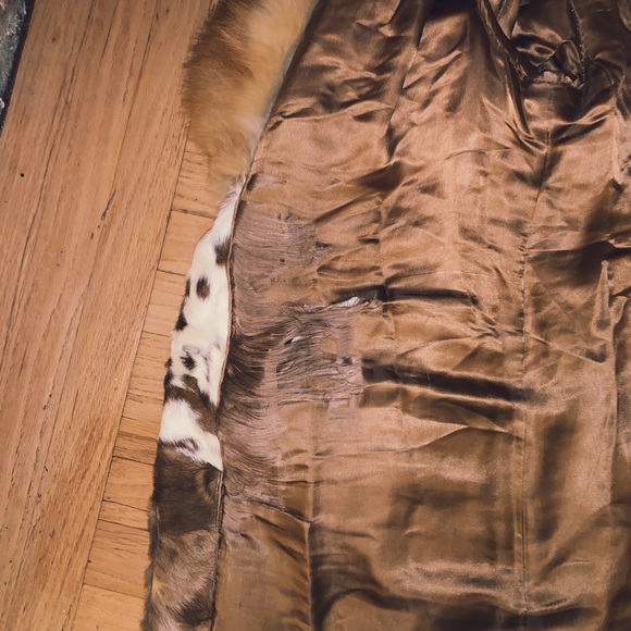 Vintage 70s RARE Cowhide Fur Trim Cuffs Coat S M L - Picture 7 of 8